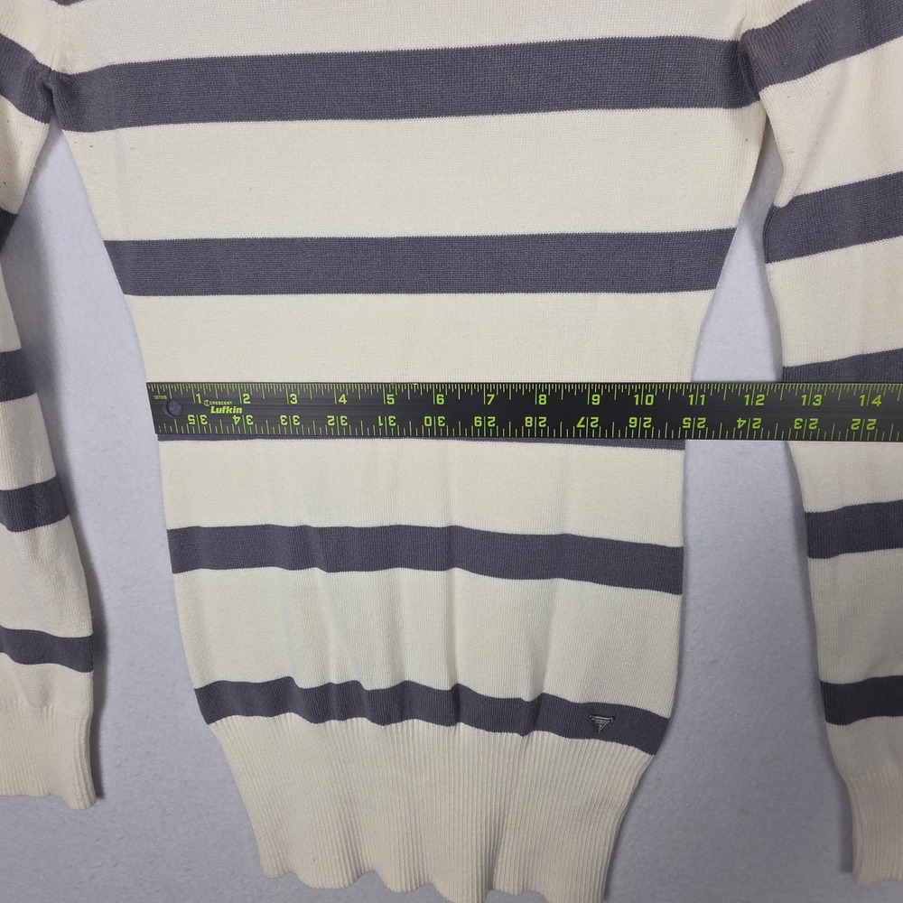 Guess Womens Striped Turtleneck Sweater Cream Gray Size S/P Long Sleeve Knit Top - Picture 15 of 16